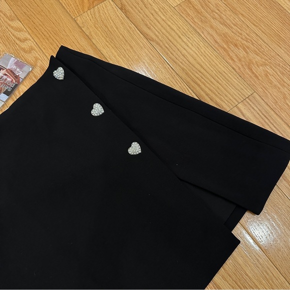 Self Portrait Rhinestone Heart Wrap Mini Skirt with Slit - Picture 6 of 7